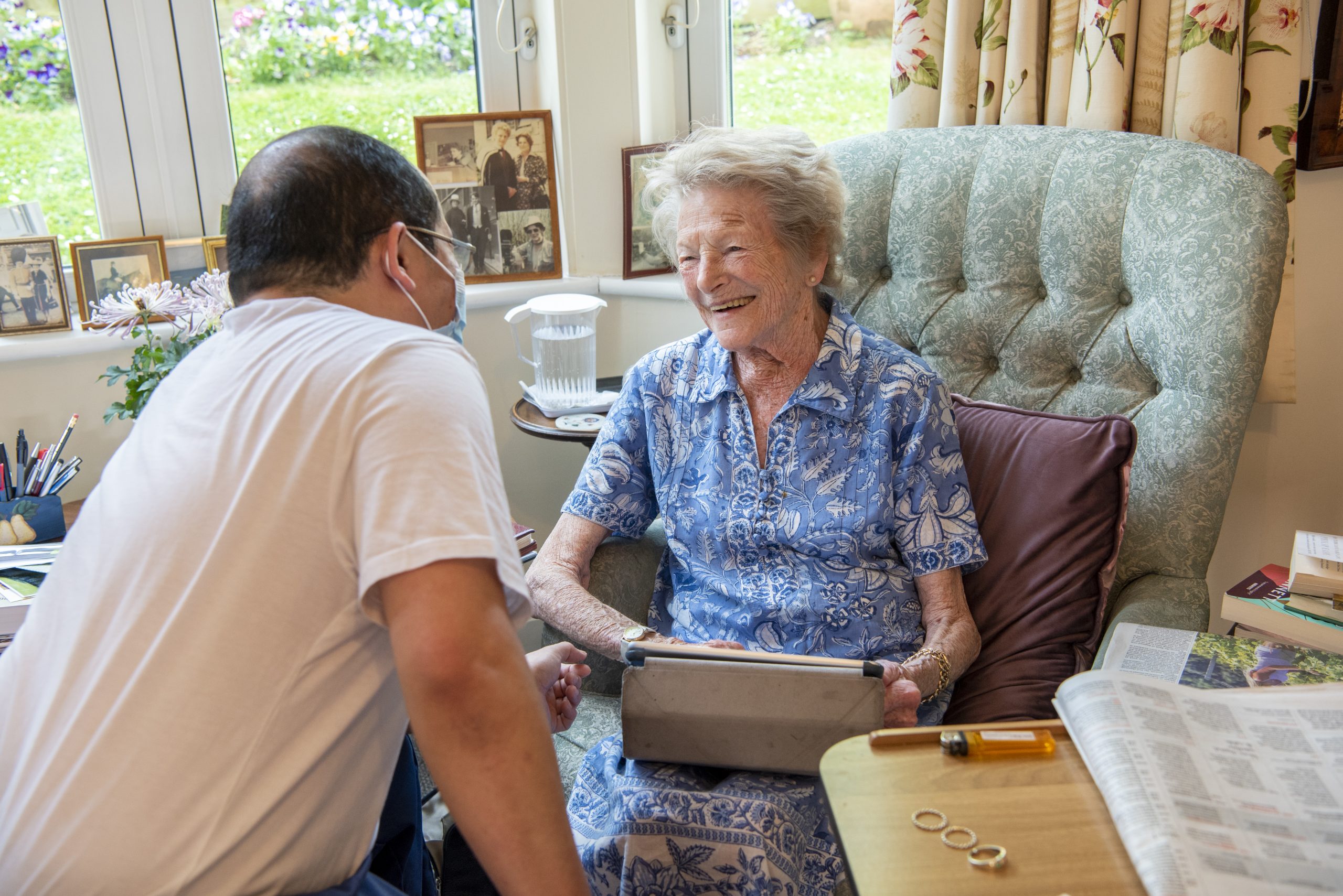 Meadway resident with carer
